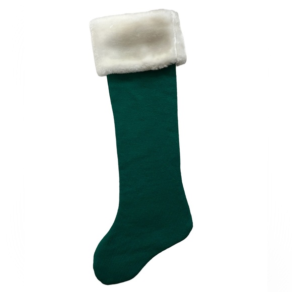 ⭐️ 4/$25 Luxurious Christmas Faux Fur Knit Stocking Green, Fair Isle Style - Picture 2 of 7